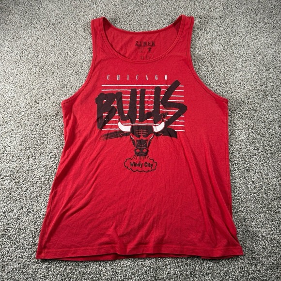 Chicago Bulls Tank Top Shirt Mens Medium Red NBA Logo Windy City Sleeveless Soft - Picture 1 of 12